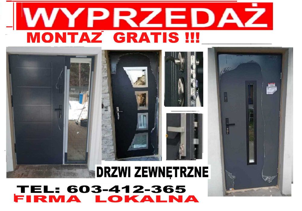 Drzwi zewnętrzne antywłamaniowe z montażem , wejściowe, ocieplone