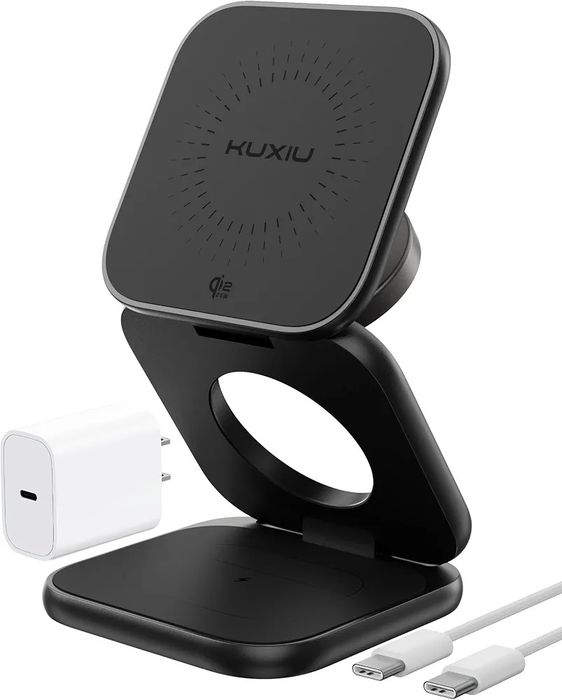 KU XIU Qi2.2 25 W Magnetyczna bezprzewodowa ładowarka, składana stacja ładowania 3 w 1 do iPhone'a