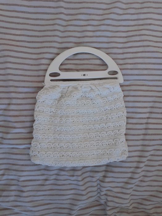 Materiałowa Biała niewielka siatka zakupowa na zakupy