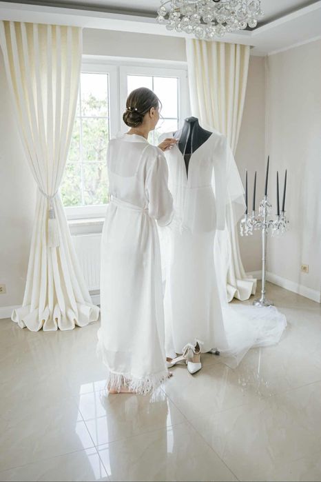 Satynowy komplet ślubny