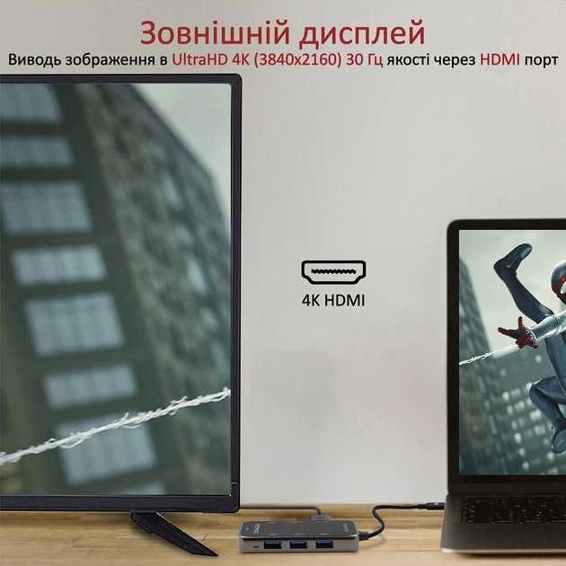 USB-C хаб 8-в-1 Promate PrimeHub-Mini