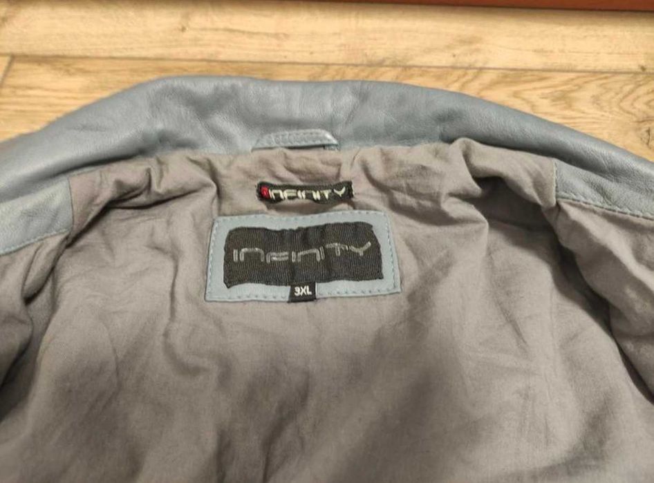 Infinity шкіряна сіра байкерська куртка р 54 ( 3XL ) чоловіча косуха