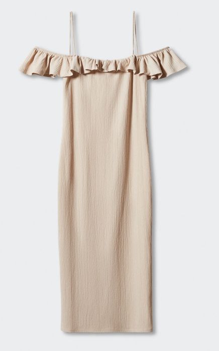 Vestido cerimónia Bege M pelo tornozelo Mango