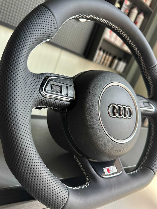 Кермо Audi S-Line Flat Bottom 2008–2016 | Перфорована шкіра | Підігрів | Нове