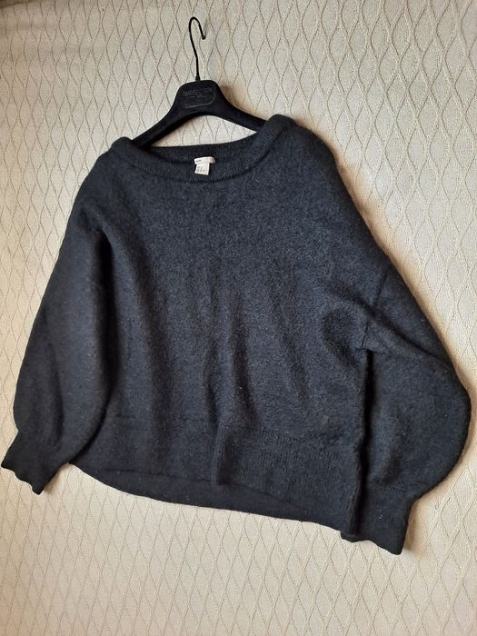 H&M M 25% Moher 25% wełna czarny luźny sweter