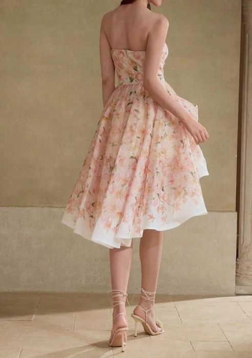 Nowa sukienka koktajlowa print floral vintage XS 34