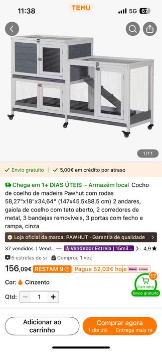 Coelheira PawHut com 3 tabuleiros