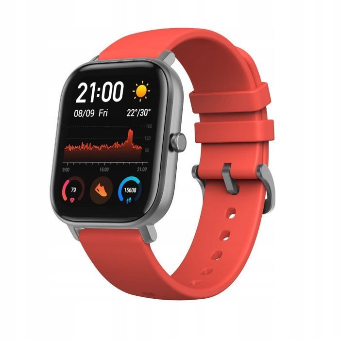uszkodzony smartwatch amazfit gts czerwony gps 5 atm amoled  opis