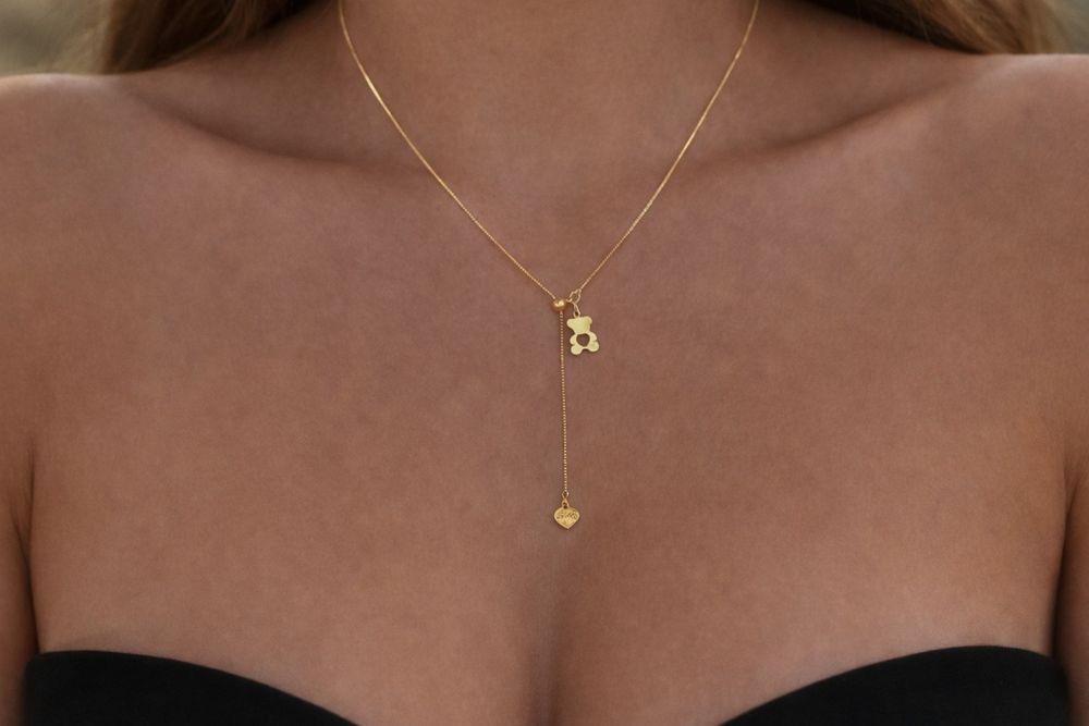 Złoty łańcuszek Blueberry "Miś Tous"