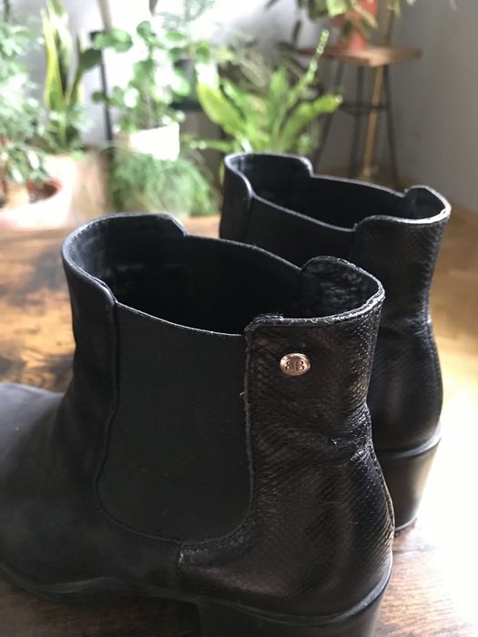 Botki Badura czarne skóra 100% zamsz croco 38