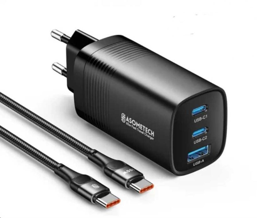 Szybka ładowarka sieciowa usb-c /usb o  mocy 65W