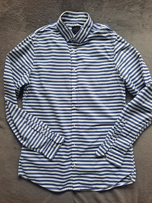 Męska koszula RESERVED Slim Fit w biało niebieskie paski, rozmiar 42