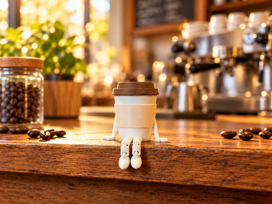Suporte decorativo bonequinho para copo de café