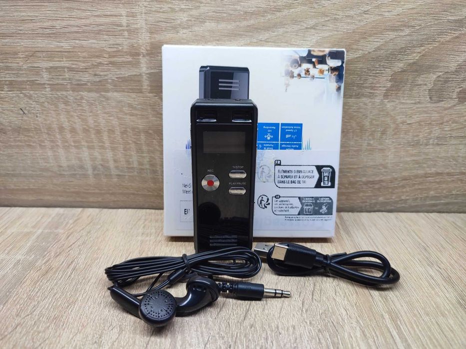 Dyktafon Rejestrator dźwięku NekSide 64 GB kompaktowy czarny