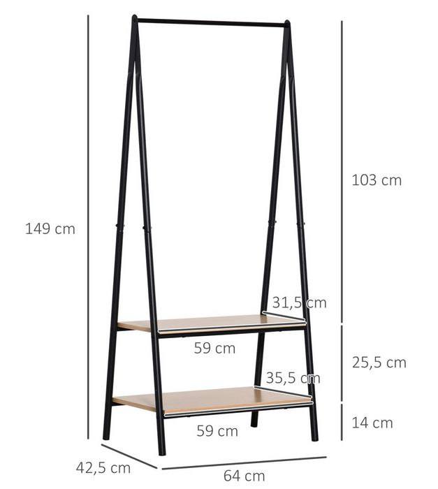 Suporte para Cabides com 2 prateleiras