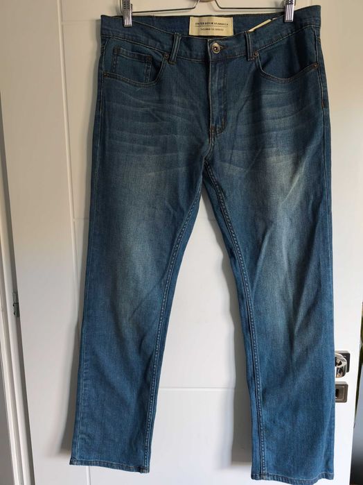 niebieskie spodnie jeansy męskie United denim of America rozmiar W34