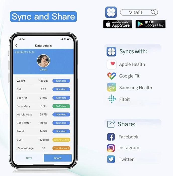 Розумні діагностичні розумні смарт ваги Vitafit Smart Body Fat Scale
