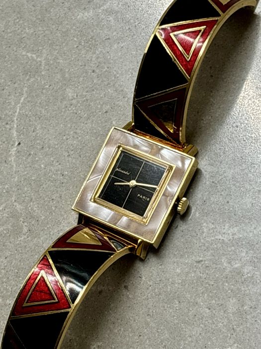 Piere Andre Paris Geometric Art Deco Damski złoty zegarek biżuteryjny