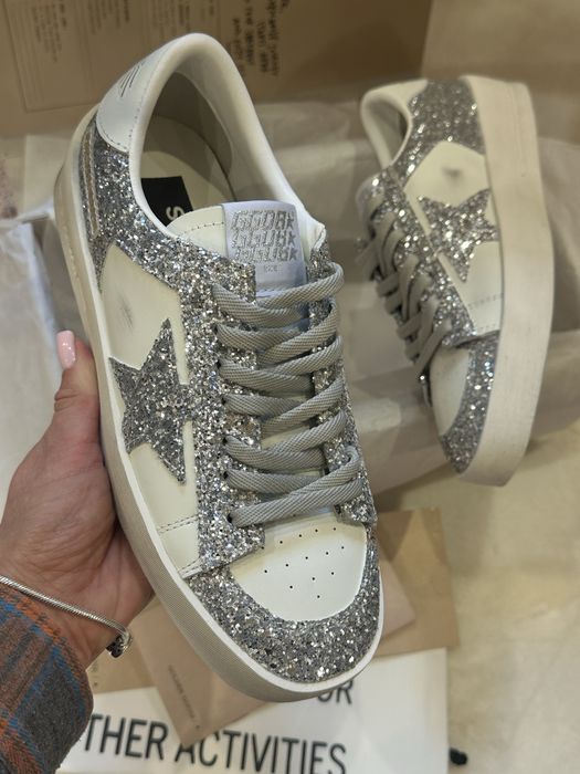 Кросівки golden goose голден гус зі срібною глітерною зіркою — zdjęcie 4