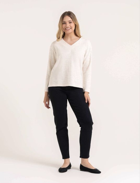 Bluzka damska sweterkowa ecru 3XL