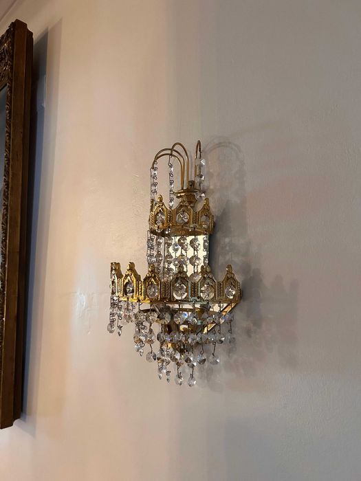 Par de apliques / candeeiros de parede em cristal