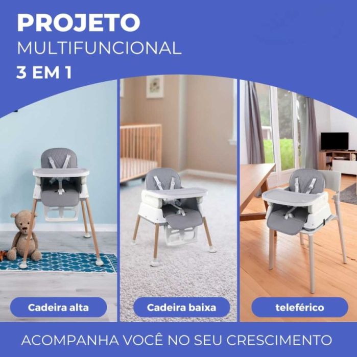 Cadeira Alta 3 em 1 – Cresce com o seu bebé!