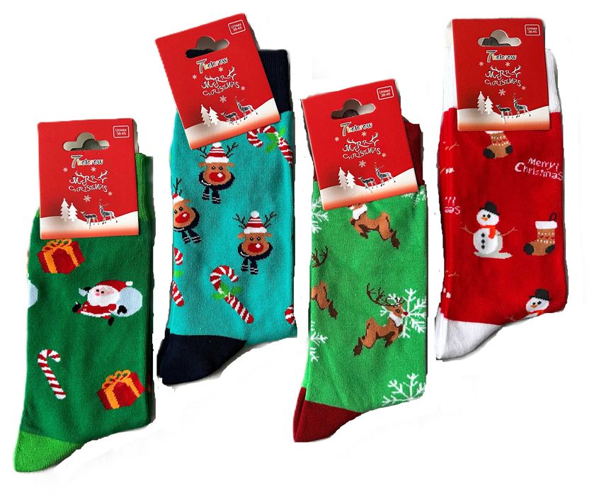 4x Skarpety świąteczne skarpetki mikołaj śmieszne renifer bałwan 38-45