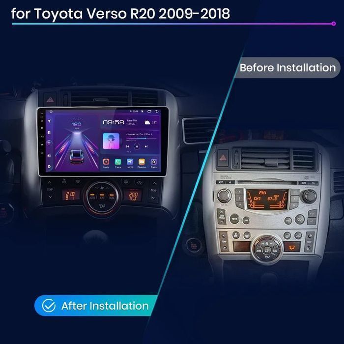 Radio 2DIN 9" CarPlay Android Auto Navi do Toyota Verso R20 PL