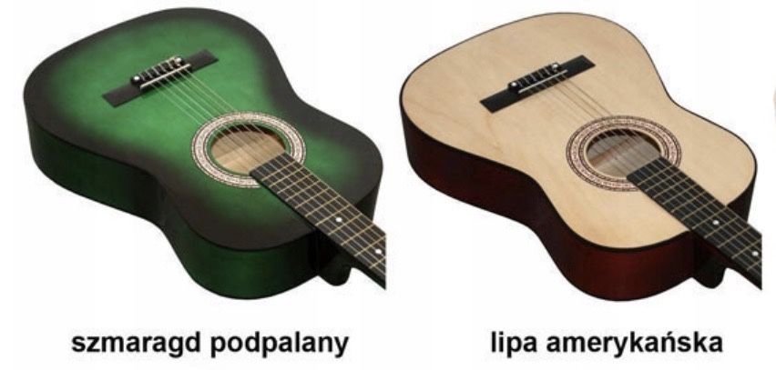 Gitara do nauki zestaw dla początkujących PAKIET stroik CD kostki pas