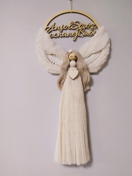 Aniol stróż, makrama, komunia, chrzest