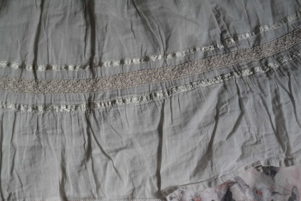 Jasna szara zdobiona cienka spódnica New Look 12 36 S bawełna cekiny