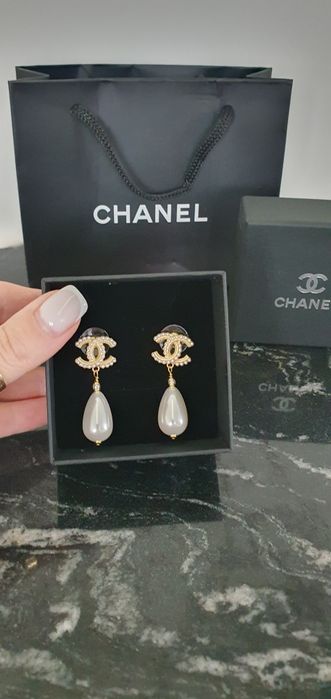 Kolczyki Cc chanel perła nowe