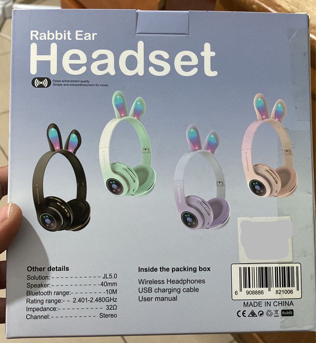 Fones de ouvidos cohelho. Rabbit Headphones LED.