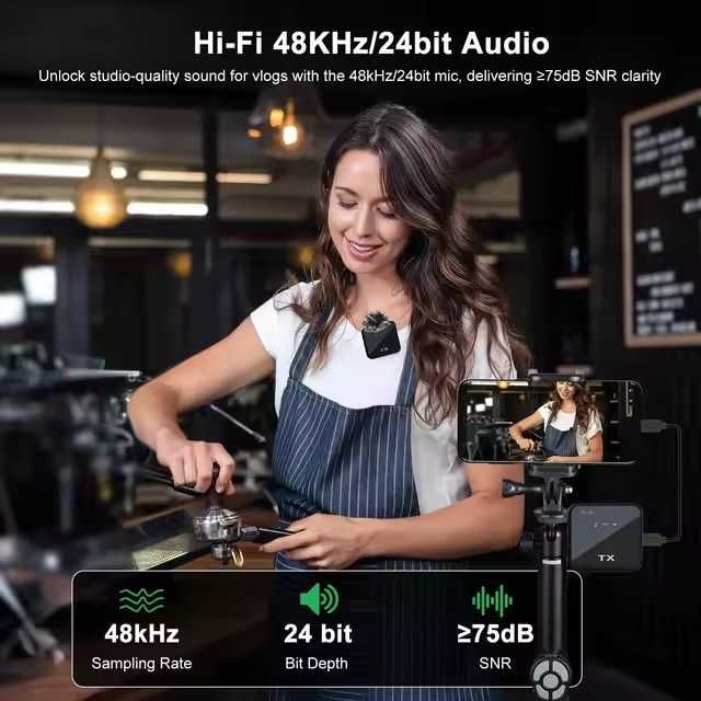 Бездротовий петличні мікрофони для смартфона та камери