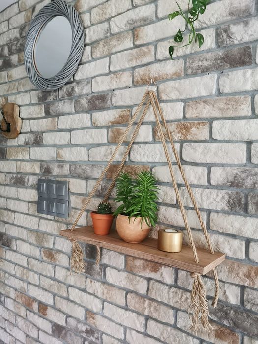 Handmade półki na jutowych sznurach dekoracyjne 2 sztuki
