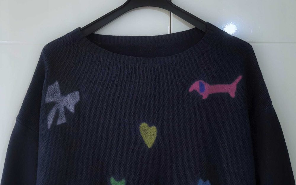 Damski Wzorzysty Sweter Granatowy |R. M/L