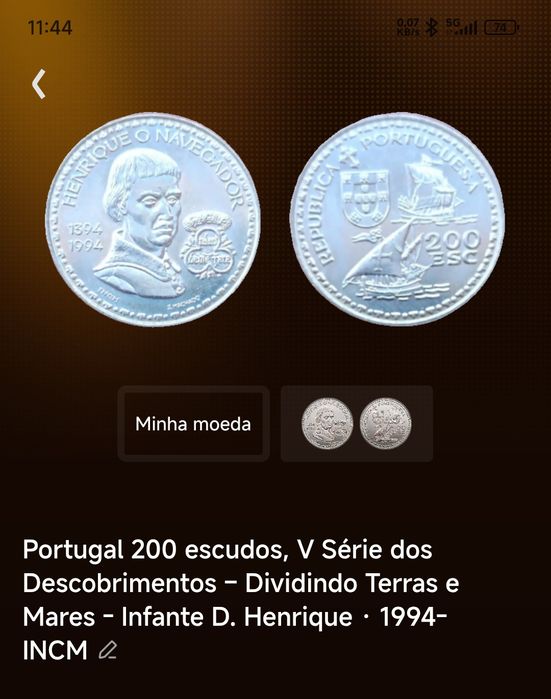 Moedas antigas Portugal