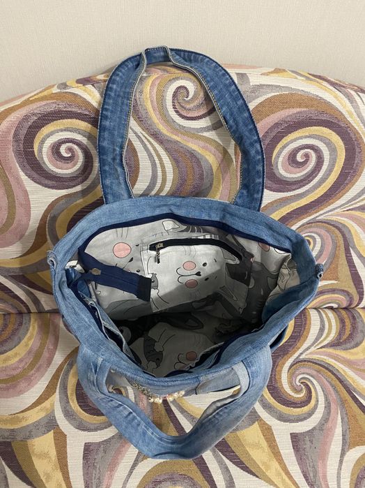 Torebka Jeansowa z ptakiem