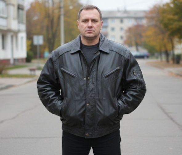 Вінтажна шкіряна куртка-бомбер (Echt Leder). Фурнітура YKK Ziplon. 56р