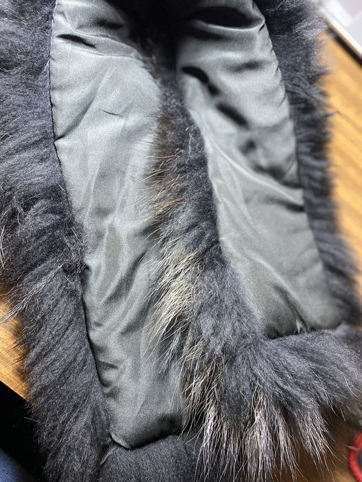 Воротник из натурального меха (песец/чернобурка), черный»