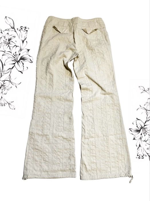 Літні Кльош штани Linen Summer Pants Y2K Palm Beach Flared Cream opium archive custom rap