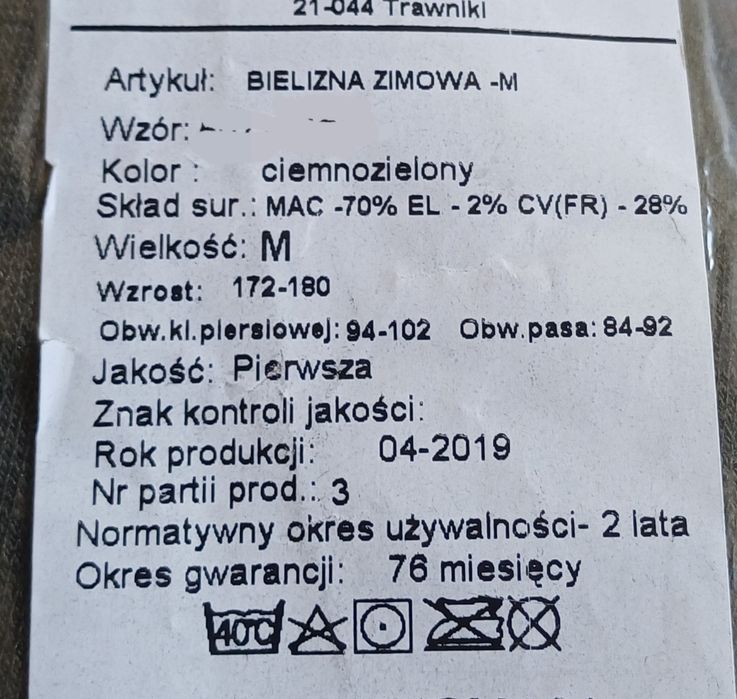 Bielizna zimowa 507T