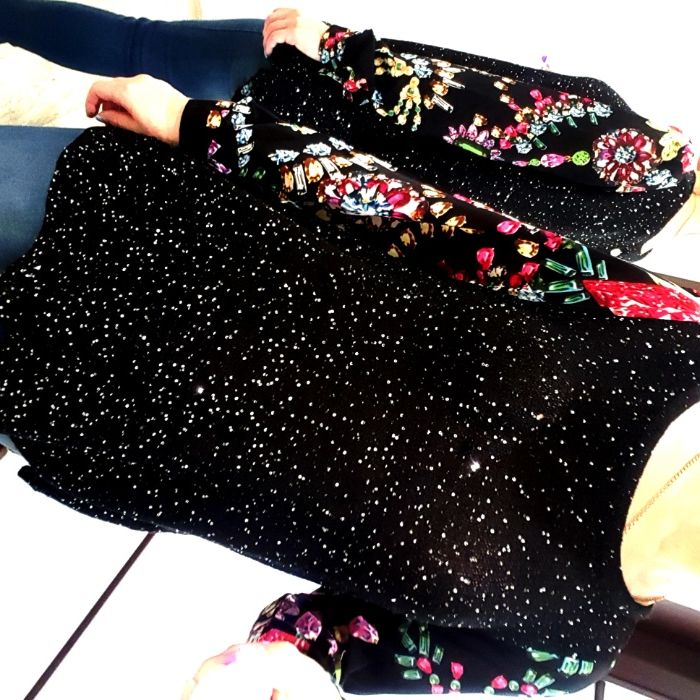 Блузка блуза эксклюзивная нарядная роскошная пайетки черная яркая