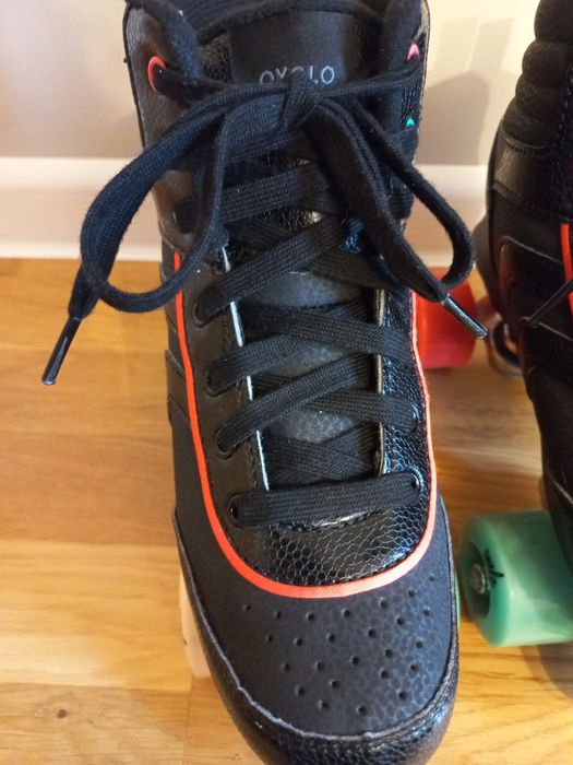 Wrotki dziecięce czarne, Oxelo rozmiar 36 RS QUAD 100 JR BLACK