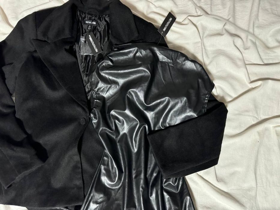 Чорна шкіряна сукня