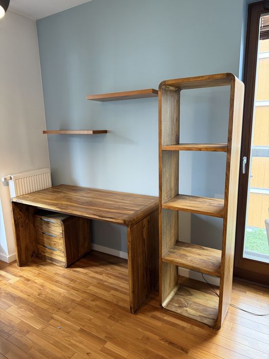 Solidne meble z litego PALISANDRU indyjskiego (Sheesham) – Komplet gabinet / biuro