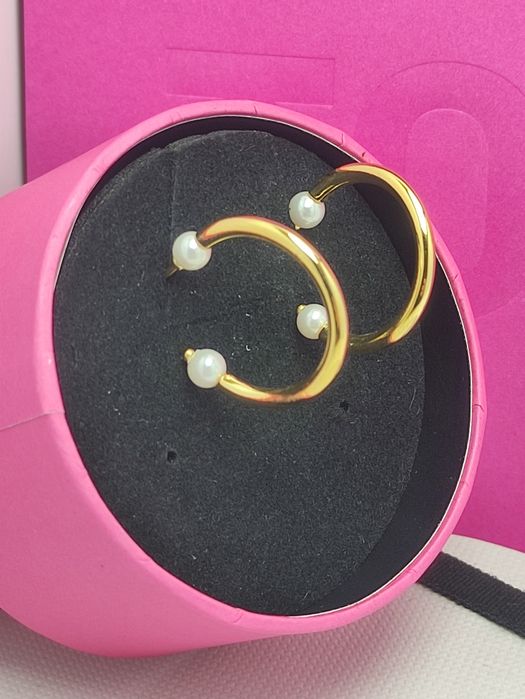 Kolczyki z perłą naturalną żółte srebro vermeil 925