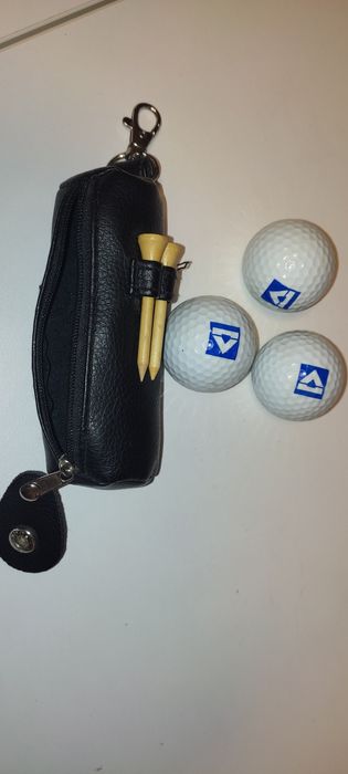 Etui na piłki golfowe i tee – eleganckie, czarne, eko-skóra