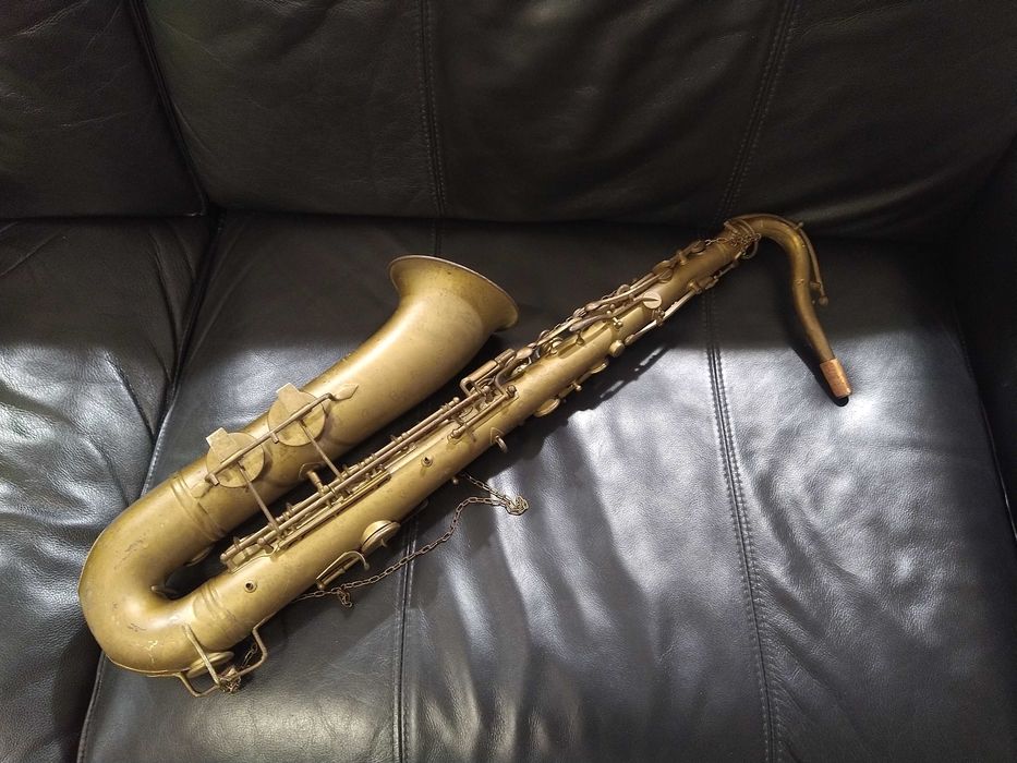 Antigo saxofone tenor baritono, Maino & Orsi, Milão, Itália. Ano 1902/1918