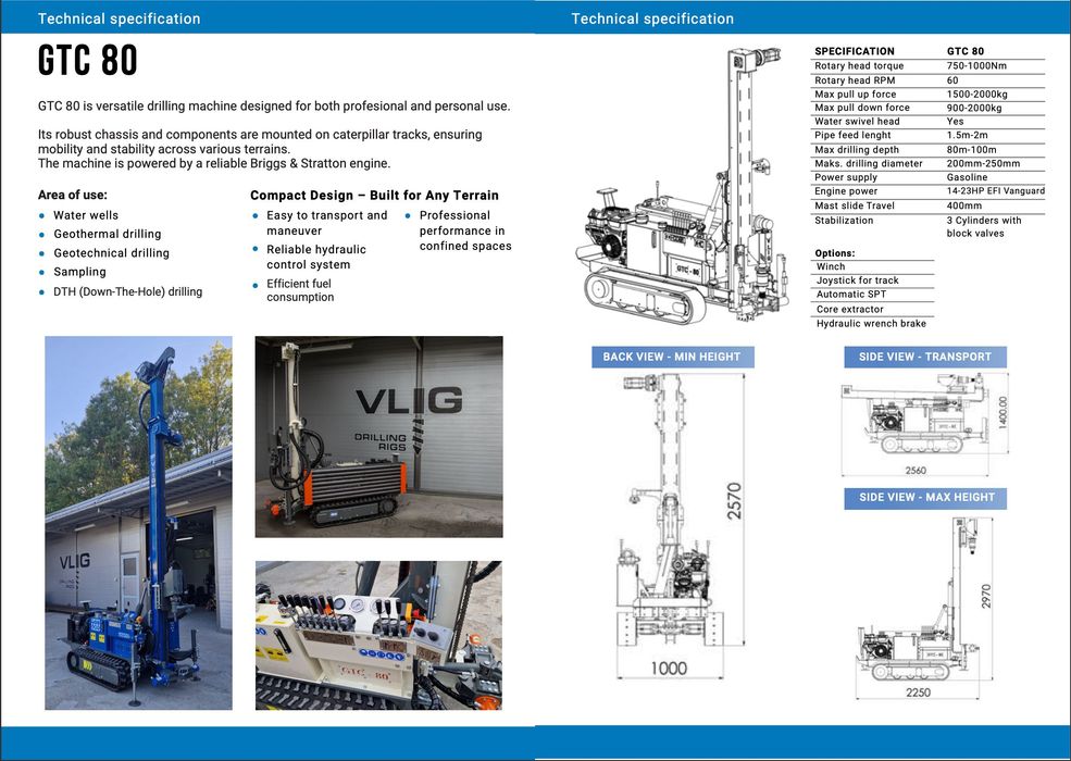 Wiertnica do studni VLIG GTC 80